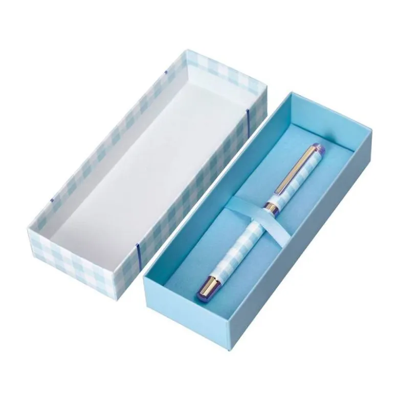 BOLIGRAFO BELIUS PERFECT PICNIC DAY ALUMINIO COLOR AZUL CELESTE DORADO TINTA AZULCAJA DE DISEÑO