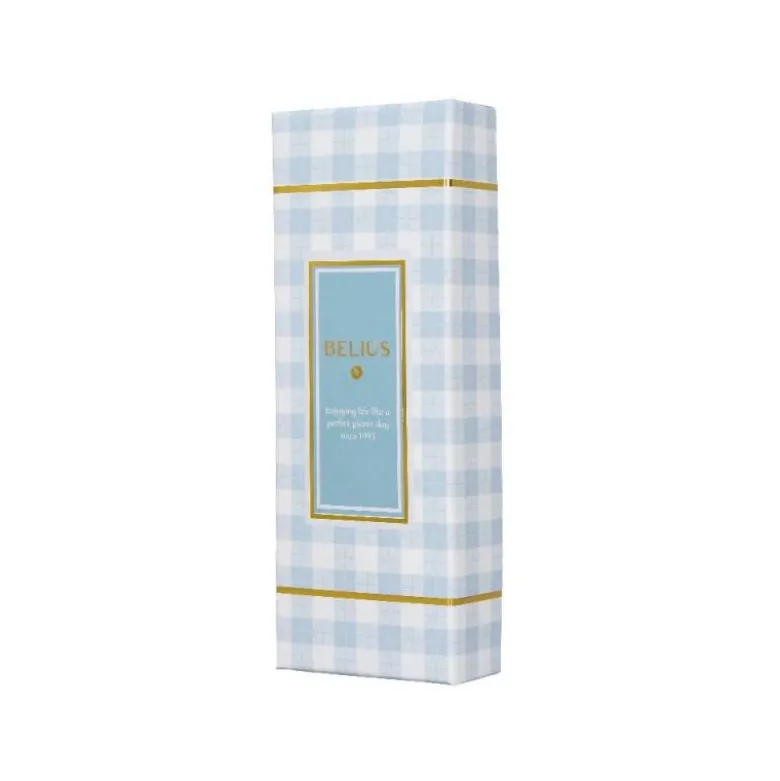 BOLIGRAFO BELIUS PERFECT PICNIC DAY ALUMINIO COLOR AZUL CELESTE DORADO TINTA AZULCAJA DE DISEÑO