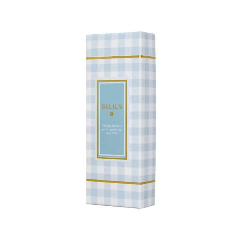 BOLIGRAFO BELIUS PERFECT PICNIC DAY ALUMINIO COLOR AZUL CELESTE DORADO TINTA AZULCAJA DE DISEÑO