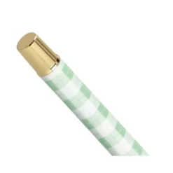 BOLIGRAFO BELIUS PICNIC ALUMINIO COLOR VERDE DORADO TINTA COLOR AZUL CAJA DE DISEÑO