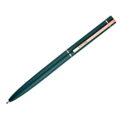 BOLIGRAFO BELIUS ROSE ALUMINIO COLOR VERDE OLIVA/ORO ROSA TINTA AZUL CAJA DE DISEÑO