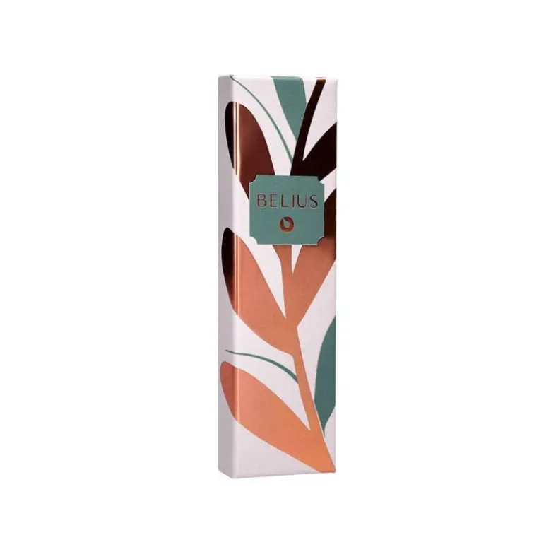 BOLIGRAFO BELIUS ROSE ALUMINIO COLOR VERDE OLIVA/ORO ROSA TINTA AZUL CAJA DE DISEÑO