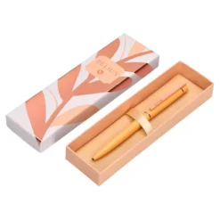 BOLIGRAFO BELIUS ROSE ALUMINIO COLOR NARANJA/ORO ROSA TINTA AZUL CAJA DE DISEÑO