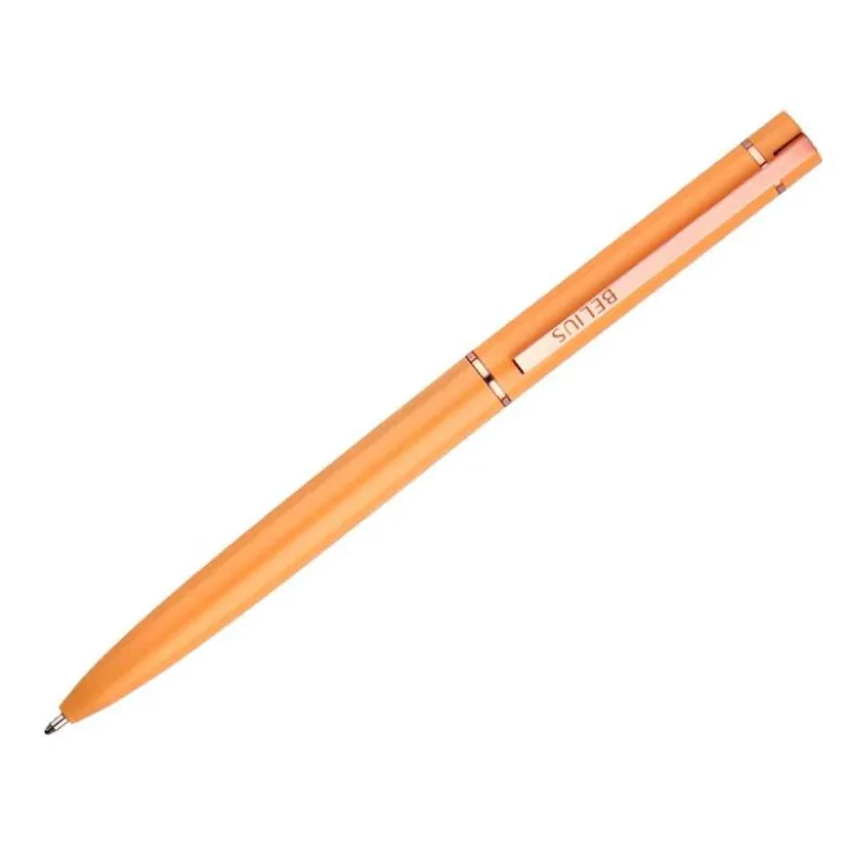 BOLIGRAFO BELIUS ROSE ALUMINIO COLOR NARANJA/ORO ROSA TINTA AZUL CAJA DE DISEÑO