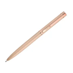 BOLIGRAFO BELIUS ROSE ALUMINIO COLOR BEIGE CLARO ORO ROSA TINTA AZUL CAJA DE DISEÑO