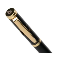 BOLIGRAFO BELIUS SOIREE ALUMINIO COLOR ART DECO NEGRO Y DORADO TINTA AZUL CAJA DE DISEÑO