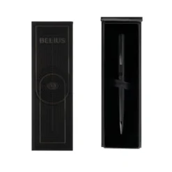 BOLIGRAFO BELIUS TURBO ALUMINIO COLOR NEGRO TINTA AZUL CAJA DE DISEÑO