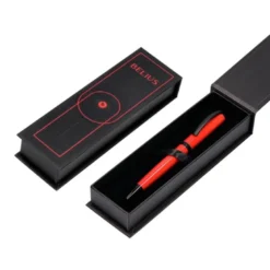 BOLIGRAFO BELIUS TURBO ALUMINIO COLOR ROJO Y NEGRO TINTA AZUL CAJA DE DISEÑO