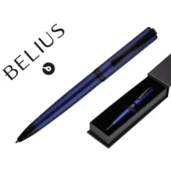BOLIGRAFO BELIUS TURBO ALUMINIO COLOR AZUL Y NEGRO TINTA AZUL CAJA DE DISEÑO