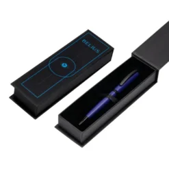 BOLIGRAFO BELIUS TURBO ALUMINIO COLOR AZUL Y NEGRO TINTA AZUL CAJA DE DISEÑO