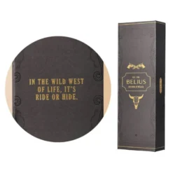 BOLIGRAFO BELIUS WILD WEST ALUMINIO COLOR NEGRO DORADO TINTA COLOR AZUL CAJA DE DISEÑO