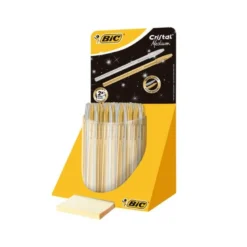 BOLIGRAFO BIC CRISTAL LINEA CELEBRATION DORADO Y PLATEADO EXPOSITOR DE 40 UNIDADES SURTIDAS
