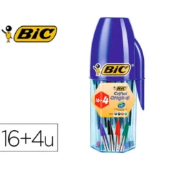 BOLIGRAFO BIC CRISTAL MEGA TUBO 16+4 UNIDADES COLORES SURTIDOS 8 AZULES / 5 NEGROS / 4 ROJOS/ 3 VERDES