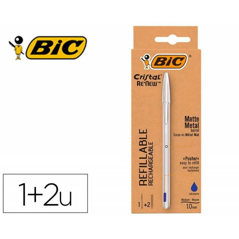 BOLIGRAFO BIC CRISTAL RENEW 0,4 MM TINTA AZUL