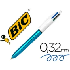 BOLIGRAFO BIC CUATRO COLORES SHINE AZUL PUNTA DE 1 MM
