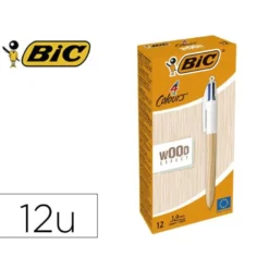 BOLIGRAFO BIC CUATRO COLORES WOOD CAJA DE 12 UNIDADES COLORES SURTIDOS