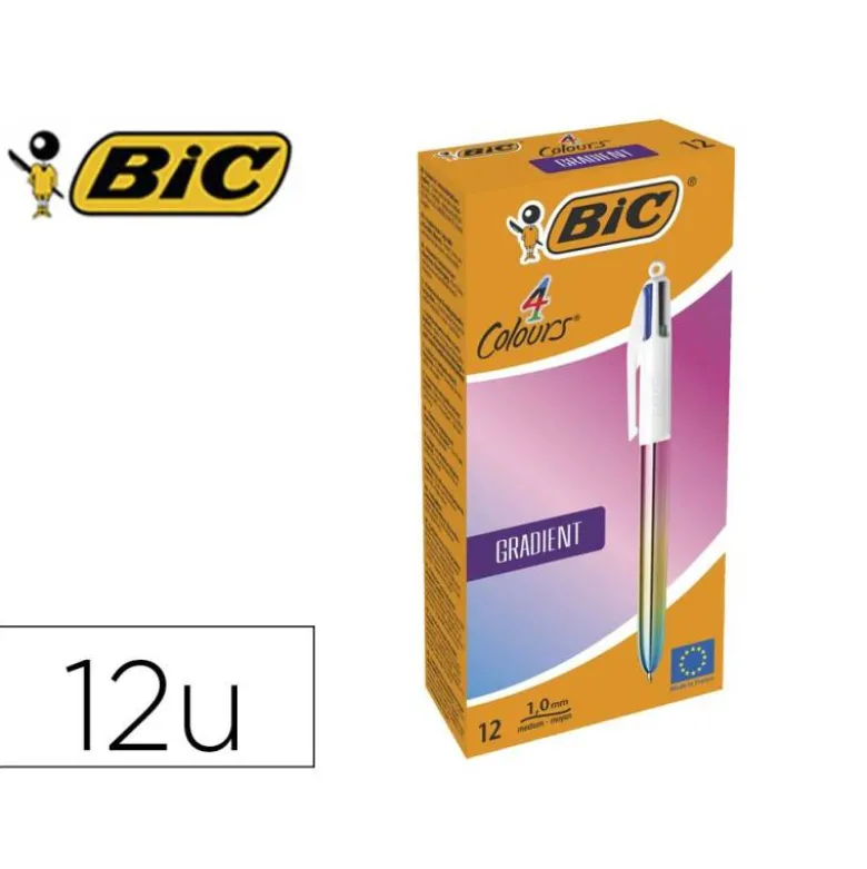BOLIGRAFO BIC CUATRO COLORES GRADIENTE CAJA DE 12 UNIDADES COLORES SURTIDOS
