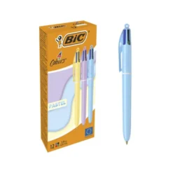 BOLIGRAFO BIC CUATRO COLORES PASTEL PUNTA DE 1 MM CAJA DE 12 UNIDADES COLORES SURTIDOS