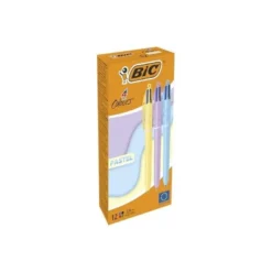 BOLIGRAFO BIC CUATRO COLORES PASTEL PUNTA DE 1 MM CAJA DE 12 UNIDADES COLORES SURTIDOS