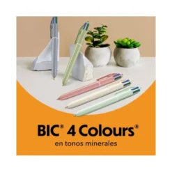 BOLIGRAFO BIC CUATRO COLORES TONOS MINERALES PUNTA 1 MM