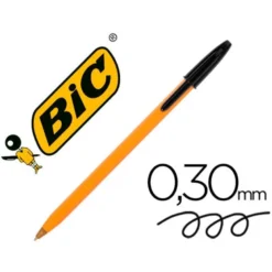 Boligrafo Bic tinta negra 0,30 mm cuerpo naranja