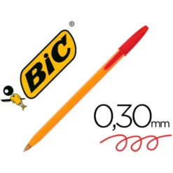Boligrafo Bic tinta roja 0,30 mm cuerpo naranja