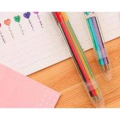 BOLIGRAFO LIDERPAPEL 10 EN 1 CUERPO TRANSPARENTE 10 COLORES 1 MM RETRACTIL