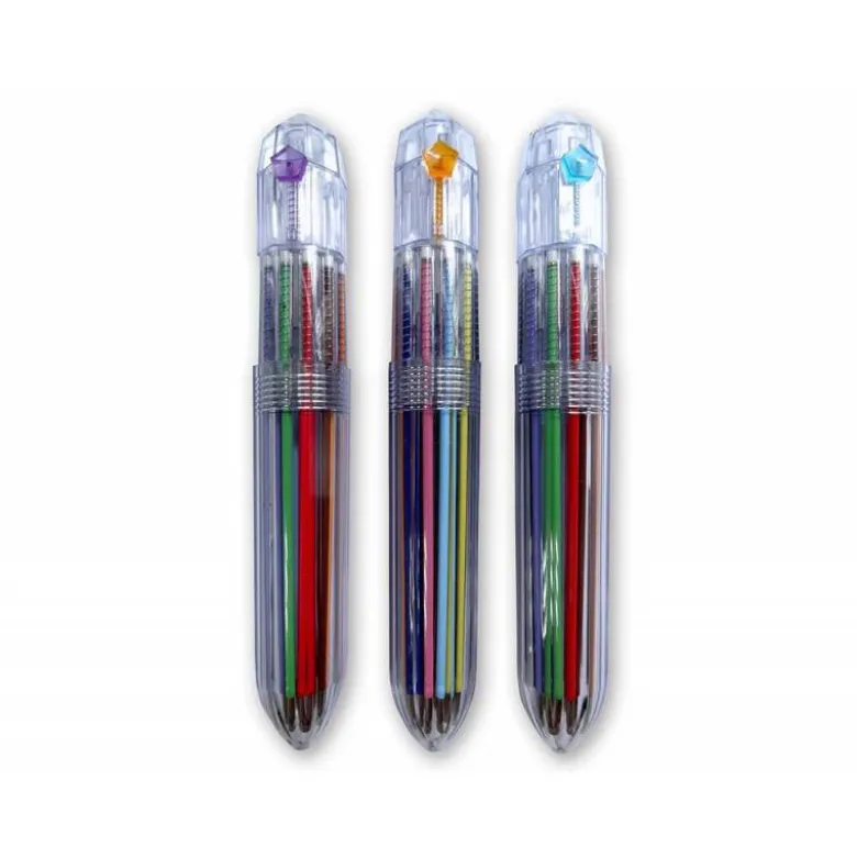 BOLIGRAFO LIDERPAPEL 10 EN 1 CUERPO TRANSPARENTE 10 COLORES 1 MM RETRACTIL