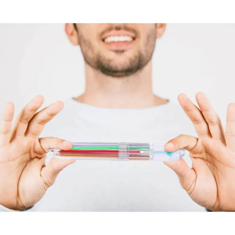 BOLIGRAFO LIDERPAPEL 10 EN 1 CUERPO TRANSPARENTE 10 COLORES 1 MM RETRACTIL