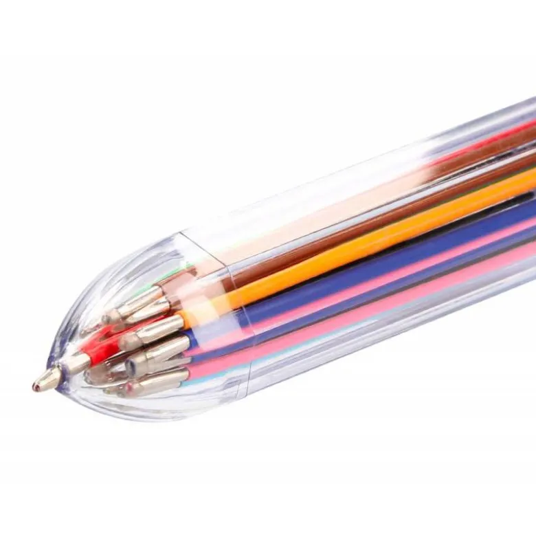 BOLIGRAFO LIDERPAPEL 10 EN 1 CUERPO TRANSPARENTE 10 COLORES 1 MM RETRACTIL