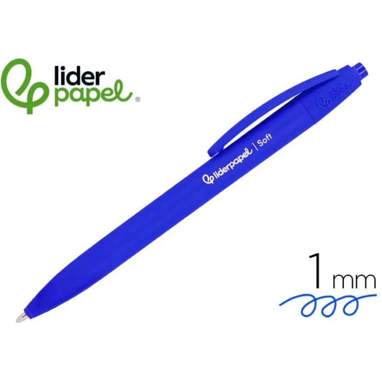 BOLIGRAFO LIDERPAPEL PUNTA 1 MM RETRACTIL CON CLIP ACABADO SOFT TOUCH TINTA AZUL CUERPO AZUL