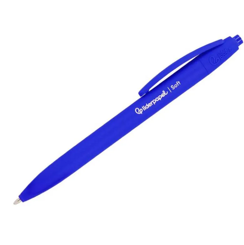 BOLIGRAFO LIDERPAPEL PUNTA 1 MM RETRACTIL CON CLIP ACABADO SOFT TOUCH TINTA AZUL CUERPO AZUL