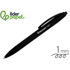 BOLIGRAFO LIDERPAPEL PUNTA 1 MM RETRACTIL CON CLIP ACABADO SOFT TOUCH TINTA NEGRA CUERPONEGRO