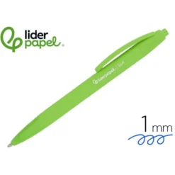 BOLIGRAFO LIDERPAPEL PUNTA 1 MM RETRACTIL CON CLIP ACABADO SOFT TOUCH TINTA AZUL CUERPO VERDE