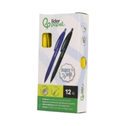 BOLIGRAFO LIDERPAPEL PUNTA 1 MM RETRACTIL CON CLIP ACABADO SOFT TOUCH TINTA AZUL CUERPO AMARILLO