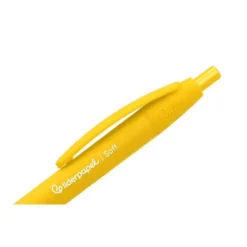 BOLIGRAFO LIDERPAPEL PUNTA 1 MM RETRACTIL CON CLIP ACABADO SOFT TOUCH TINTA AZUL CUERPO AMARILLO