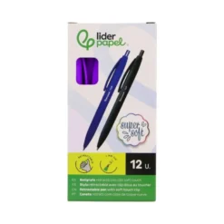 BOLIGRAFO LIDERPAPEL PUNTA 1 MM RETRACTIL CON CLIP ACABADO SOFT TOUCH TINTA AZUL CUERPO MORADO