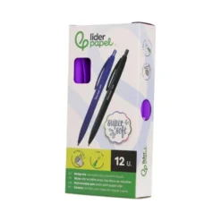 BOLIGRAFO LIDERPAPEL PUNTA 1 MM RETRACTIL CON CLIP ACABADO SOFT TOUCH TINTA AZUL CUERPO MORADO