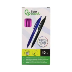 BOLIGRAFO LIDERPAPEL PUNTA 1 MM RETRACTIL CON CLIP ACABADO SOFT TOUCH TINTA AZUL CUERPO ROSA