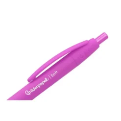 BOLIGRAFO LIDERPAPEL PUNTA 1 MM RETRACTIL CON CLIP ACABADO SOFT TOUCH TINTA AZUL CUERPO ROSA