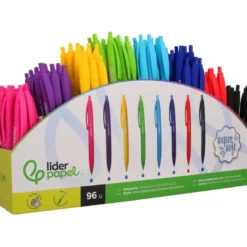 BOLIGRAFO LIDERPAPEL RETRACTIL CON CLIP ACABADO SOFT TOUCH PUNTA 0,7 MM EXPOSITOR 96 UNIDADES COLORES