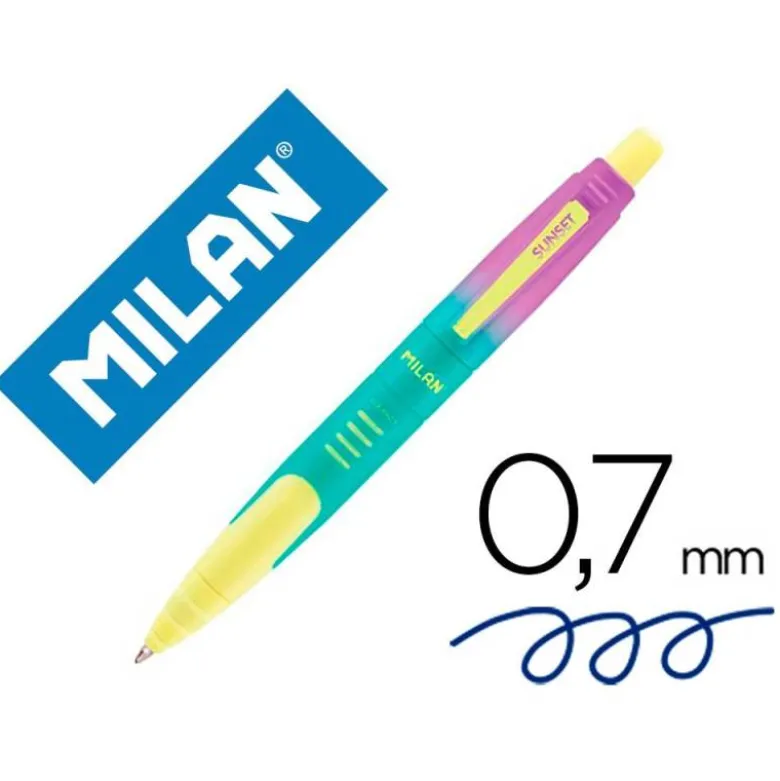 BOLIGRAFO MILAN COMPACT SUNSET RETRACTIL TINTA AZUL PUNTA 1 MM COLORES SURTIDOS "NO SE PUEDENE ELEGIR"