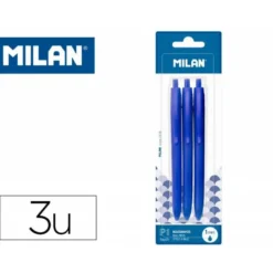 BOLIGRAFO MILAN P1 RETRACTIL 1 MM TOUCH AZUL BLISTER DE 3 UNIDADES