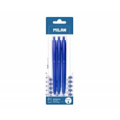 BOLIGRAFO MILAN P1 RETRACTIL 1 MM TOUCH AZUL BLISTER DE 3 UNIDADES