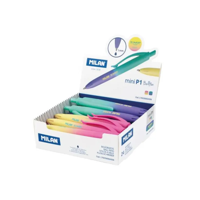 BOLIGRAFO MILAN P1 TOUCH MINI SUNSET RETRACTIL EXPOSITOR 24 UNIDADES COLORES SURTIDOS