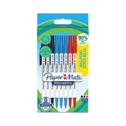BOLIGRAFO PAPER MATE KILOMETRICO PUNTA 1 MM PLASTICO RECICLADO 80% BLISTER DE 3 NEGROS / 3