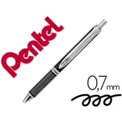 BOLIGRAFO PENTEL ENERGEL BL407A RETRACTIL 0,7 MM TINTA GEL NEGRA CUERPO METALICO PLATA CON ESTUCHE