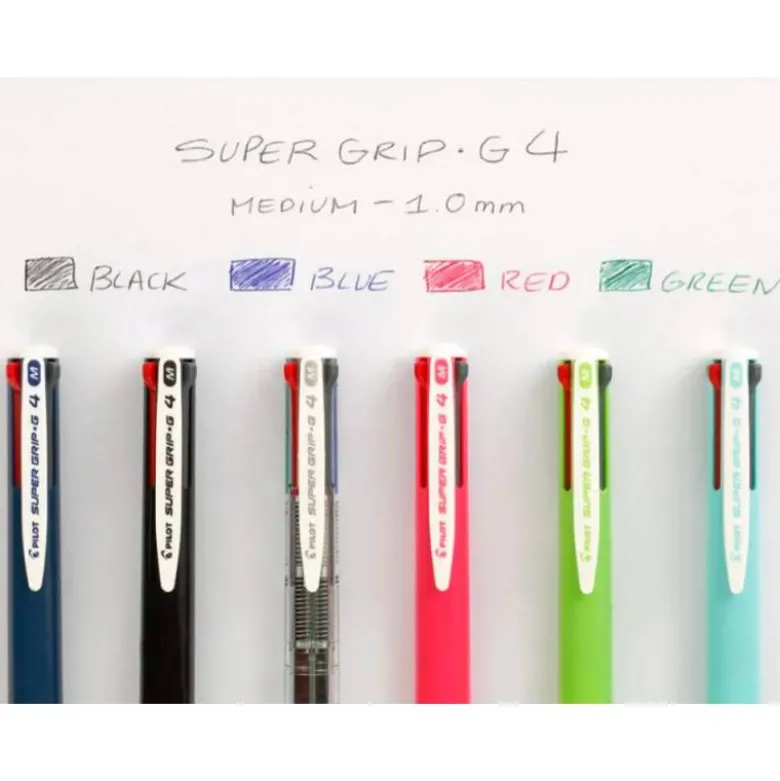 BOLIGRAFO PILOT SUPERGRIP G 4 COLORES RETRACTIL SUJECION DE CAUCHO TINTA BASE DE ACEITE CUERPO COLOR