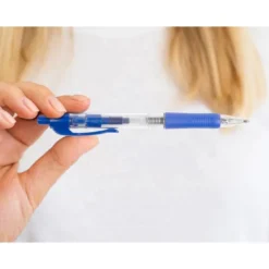 Boligrafo q-connect color azul retractil con sujecion de caucho
