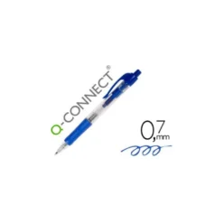 Boligrafo q-connect color azul retractil con sujecion de caucho
